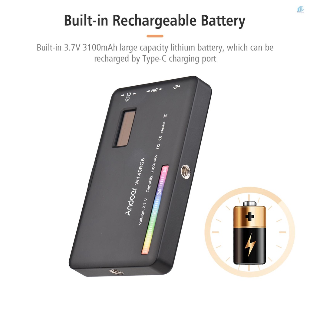 Đèn Kẹp Thông Minh Andoer W140RGB 2500K-9000K 20 Hiệu Ứng Ánh Sáng Cho Máy Tính Bảng / Điện Thoại Di Động