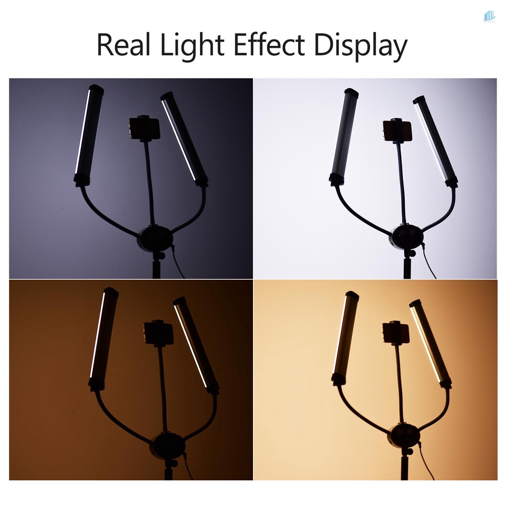 Dải Đèn LED Video Hai Màu Hai Cánh Tay FX-480II 3200-5500K Có Màn Hình LCD Linh Hoạt Cho Live Streamin