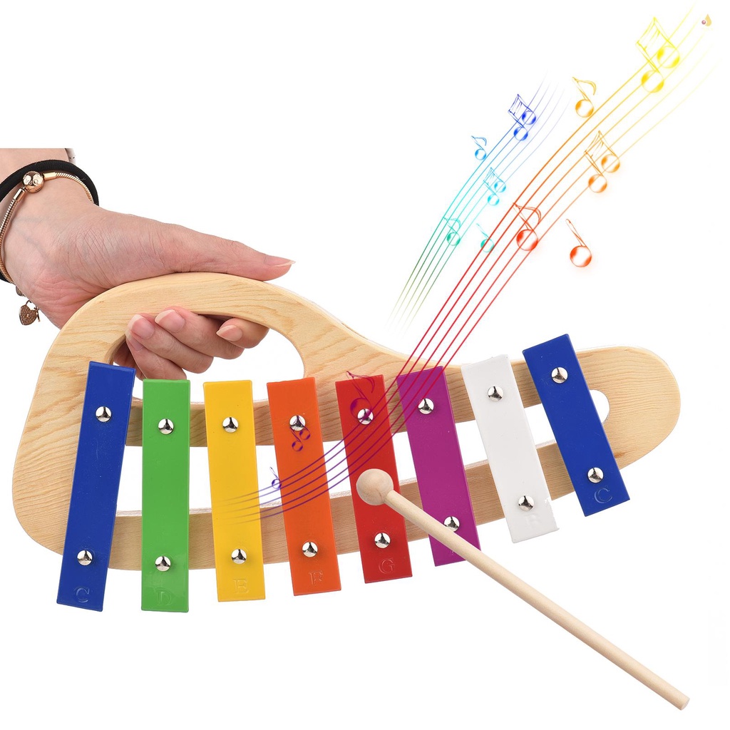 Bộ Nhạc Cụ Xylophone 8-Note Glockenspiel 3mm Tay Cầm Bằng Gỗ Thông Nhiều Màu Sắc