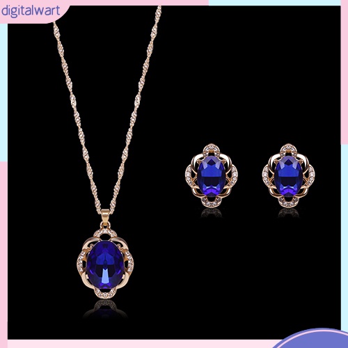 Bộ Vòng cổ + Bông Tai Đính Đá Thời Trang Cho Nữ