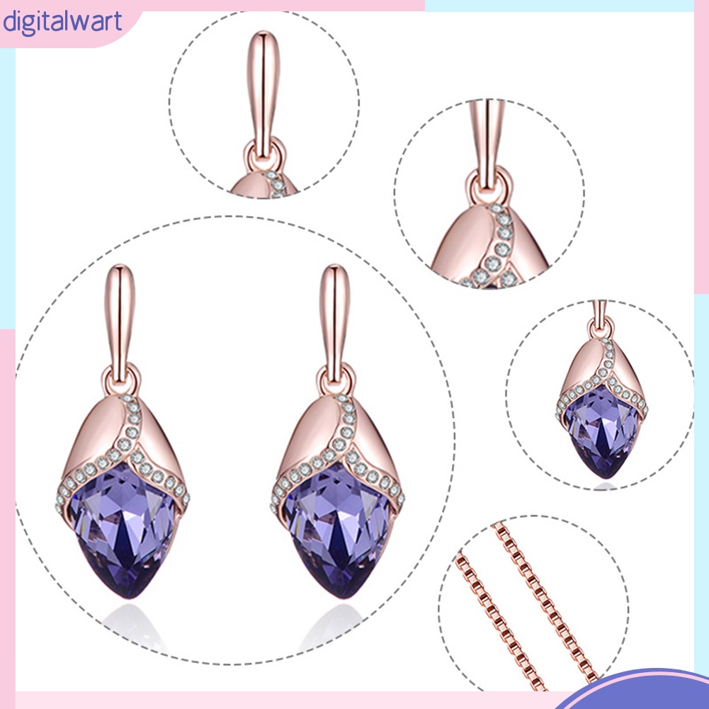 Bộ Vòng cổ + Bông Tai Đính Đá Hình Giọt Nước Thời Trang Cho Nữ