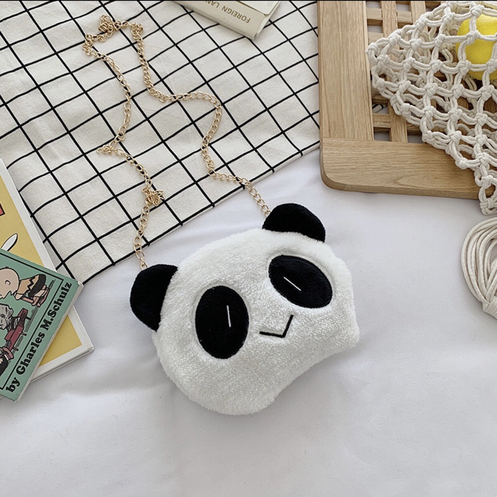 Túi Đeo Chéo Gấu Nhồi Bông Hình Gấu Trúc Dễ Thương Dây Xích