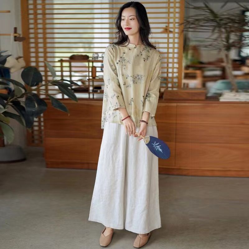 Áo Sơ Mi Vải Lanh Cotton Lạnh Tay Dài In Nhãn Cắt Lớn Thương Hiệu Lớn Màu Đen Chống Rò Rỉ Cao Cấp Mùa Hè Mới