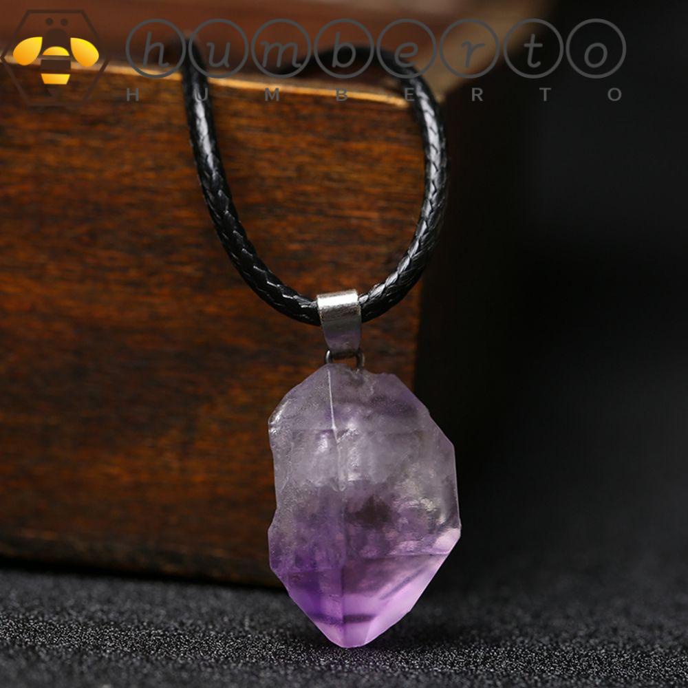Vòng cổ HUMBERTO Phong Cách Vintage Cho Nam|Khuyên Tai Đính Đá Thạch Anh Tím Phong Cách Hàn Quốc