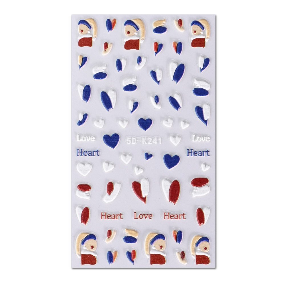 Miếng Dán Trang Trí Móng Tay Nghệ Thuật 5D Nổi Họa Tiết Lưới Dập Nổi Màu Xanh Dương Đính Ngọc Trai Cho Nữ