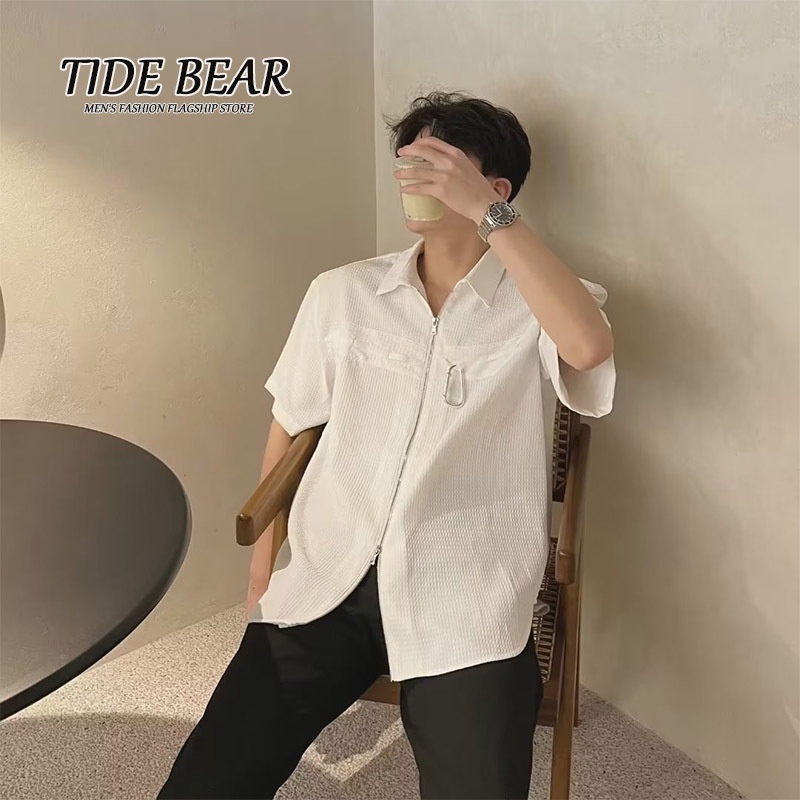 TIDE BEAR Áo Sơ Mi Dáng Rộng Đa Năng Thiết Kế Đơn Giản Thời Trang Mùa Xuân Cho Nam