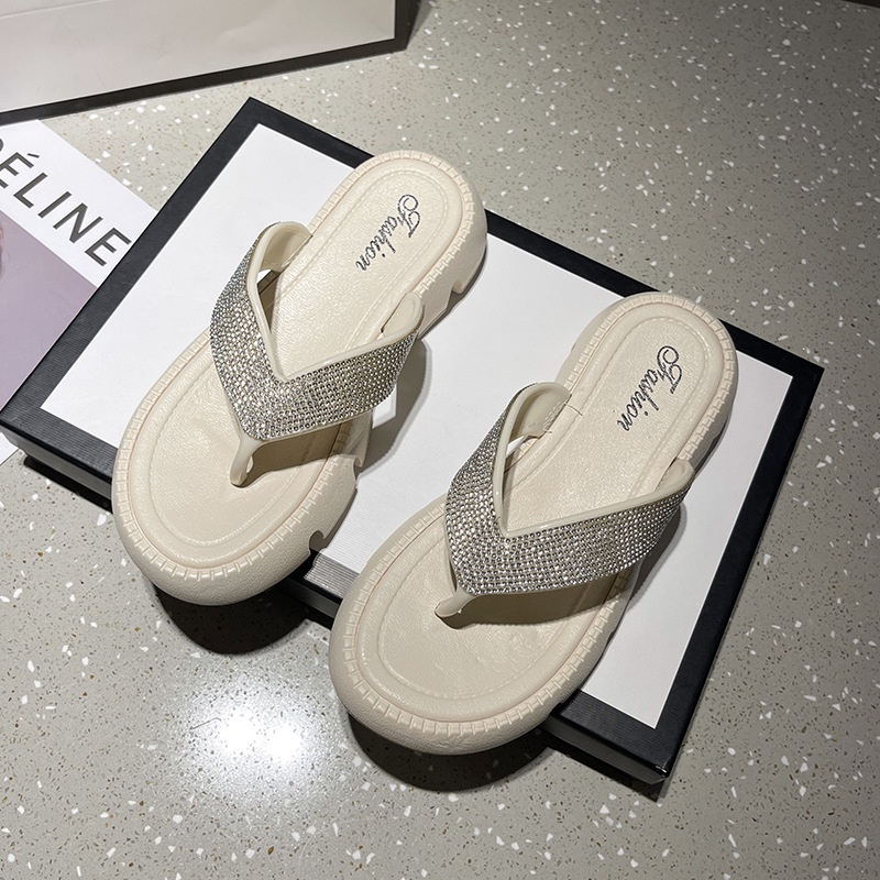 Xăng đan Đế Dày Đính Đá Thời Trang Mùa Hè Cho Nữ