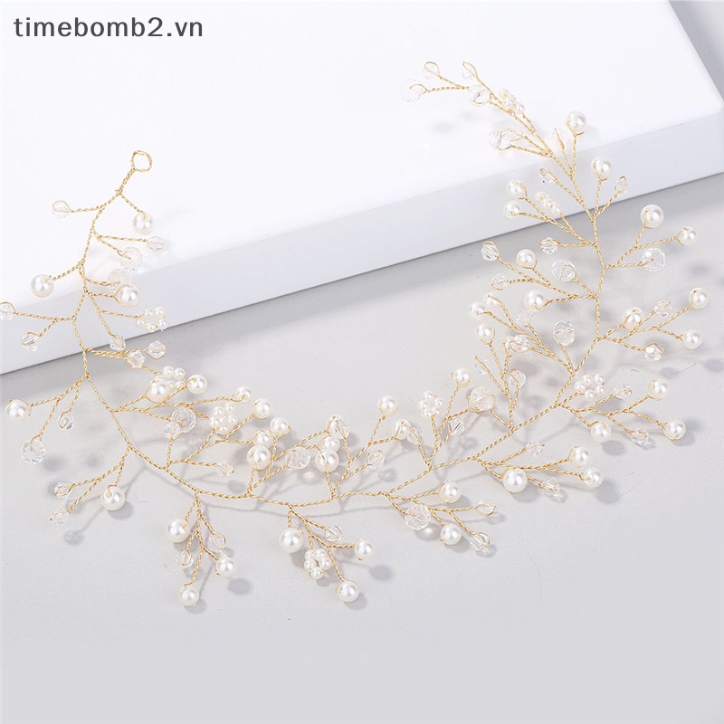 {Timebomb} Băng Đô Đính Ngọc Trai Thủ Công Thời Trang Cho Cô Dâu Trong Tiệc Cưới.