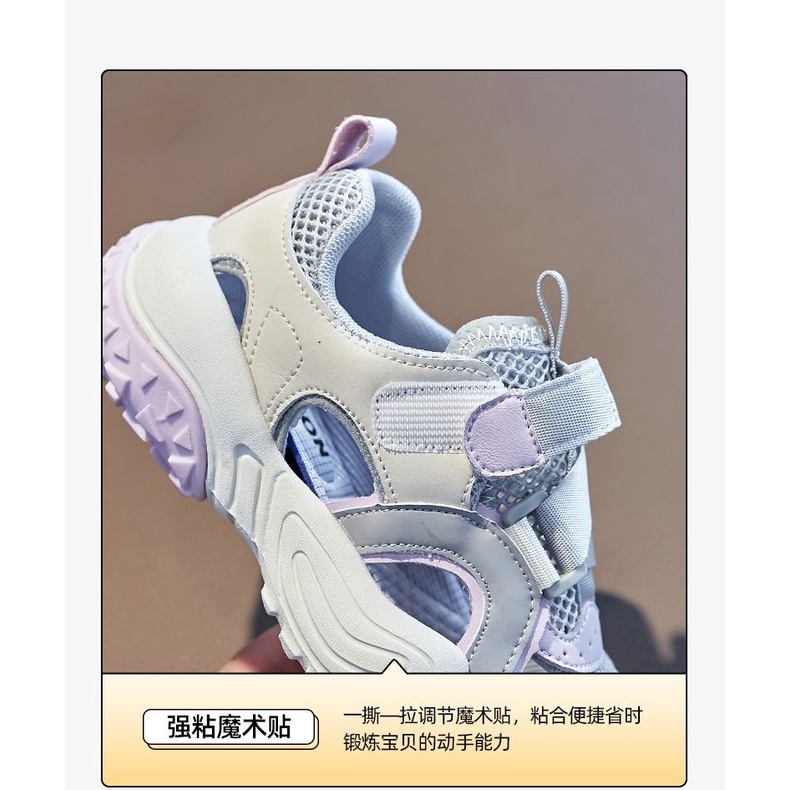 Xăng đan Thể Thao Mùa Hè 2023 Phối Lưới Thoáng Khí Kích Thước Vừa Và Lớn Cho Bé Gái