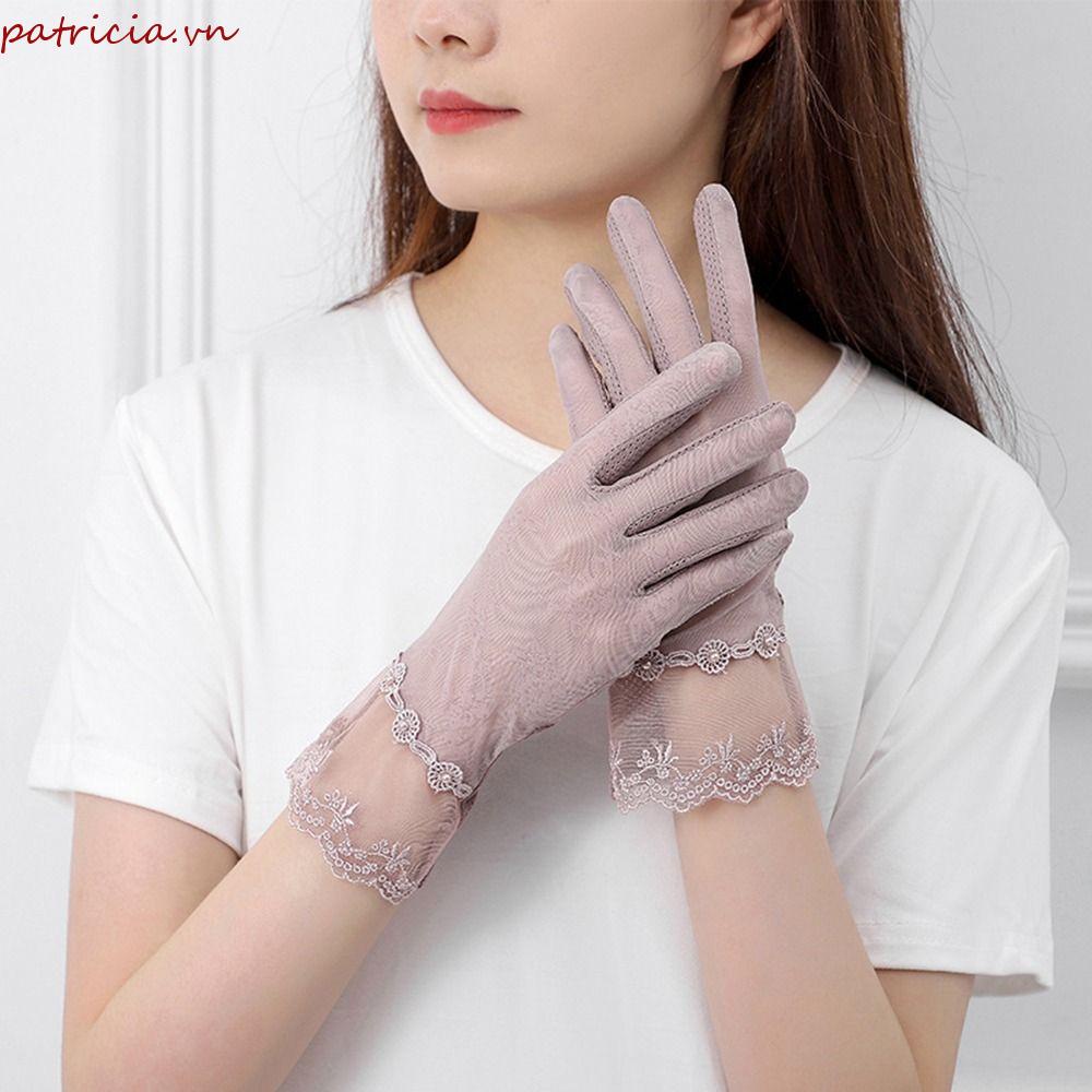 Găng Tay Lụa Phối Ren Có Thể Chạm Màn Hình Cảm Ứng Thời Trang Mùa Hè Cho Nữ