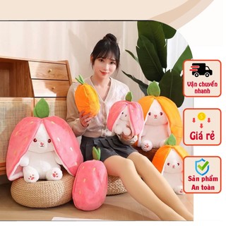Thỏ dâu! gấu bông con thỏ cosplay 2 màu - bunny bông cao cấp gấu bông thú nhồi bông hình thỏ dâu và thỏ cà rốt