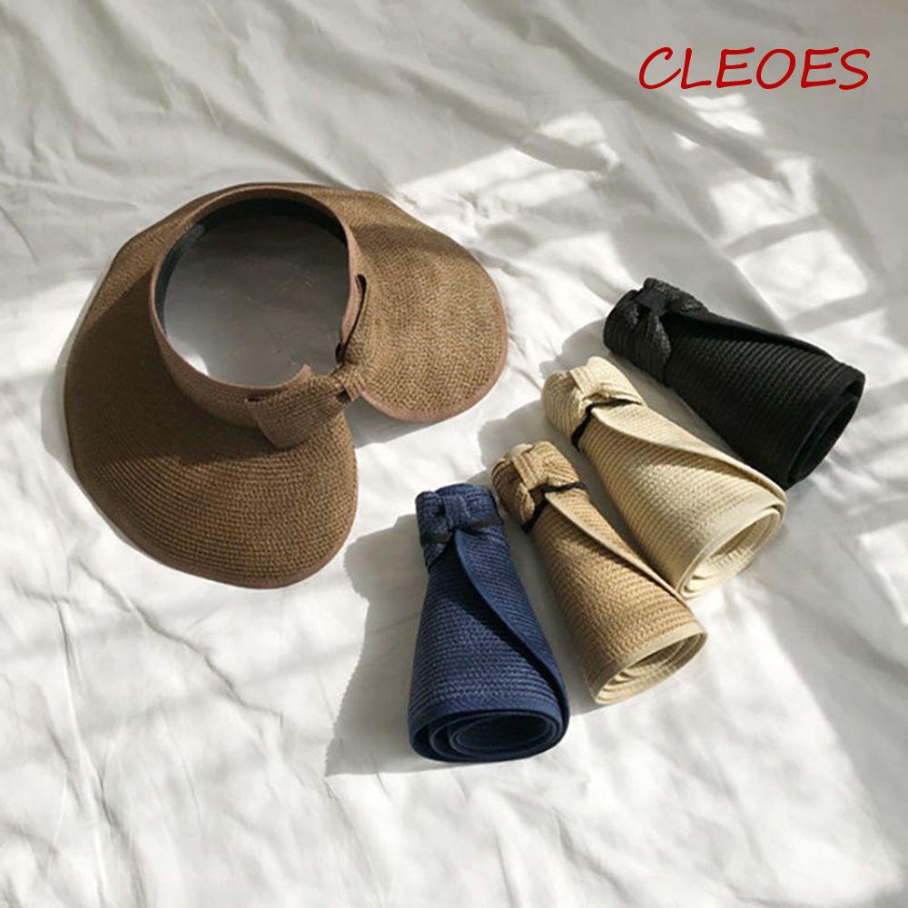 Mũ Cói Chống Nắng Hở Chóp Thắt Nơ Thời Trang Đi Biển Mùa Hè Có Thể Gấp Gọn