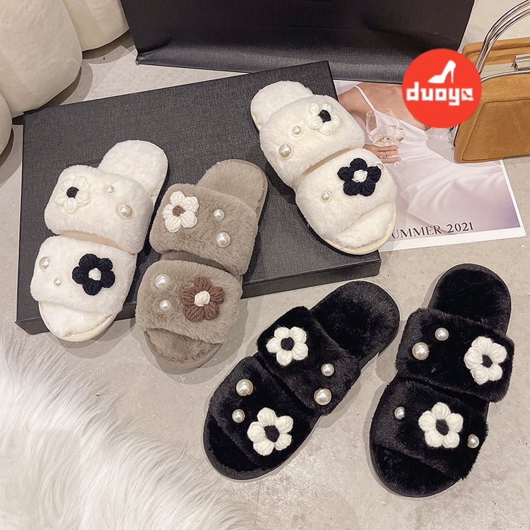 Duoya Dép Cao Su Da Lộn Đế Thấp Hình Chữ T Phong Cách Trường Học