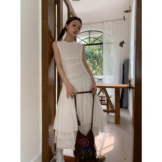 「Nonfatgirl」Đầm Voan Lưng Cao Xếp Ly Phối Ren Phong Cách Mori Ngọt Ngào Thời Trang Mùa Hè Cho Nữ