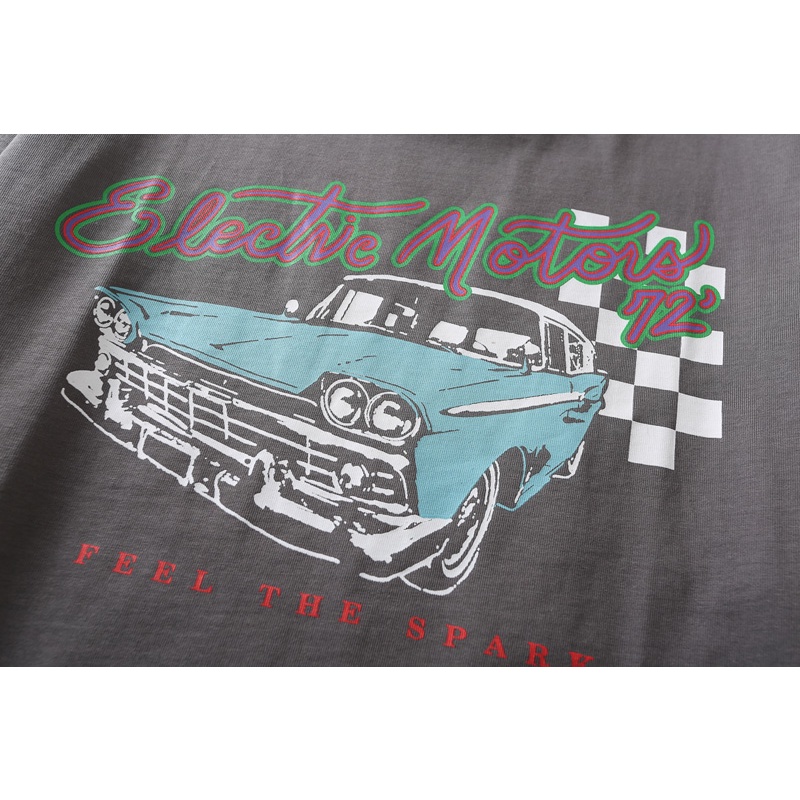 Áo Thun cotton Ngắn Tay in Họa Tiết vintage Thời Trang Mùa Hè Cho Nữ