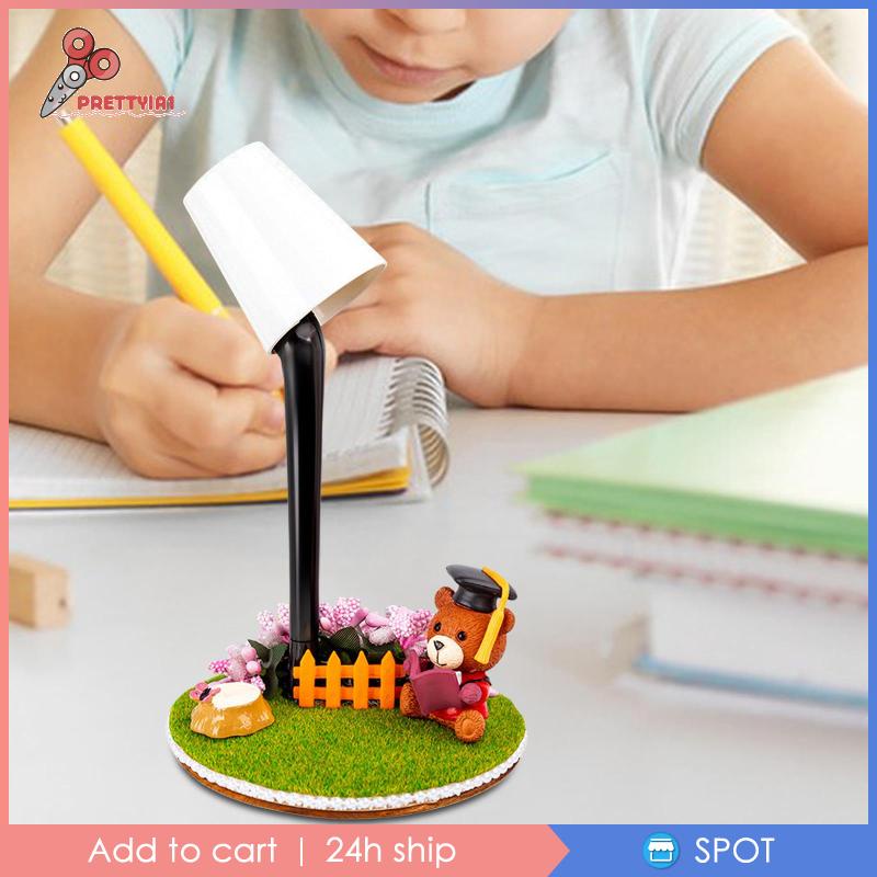 [Prettyia1] Đèn Bàn Mini Kèm Bút Mực Thủ Công Hình Gấu Dành Cho Trẻ Em