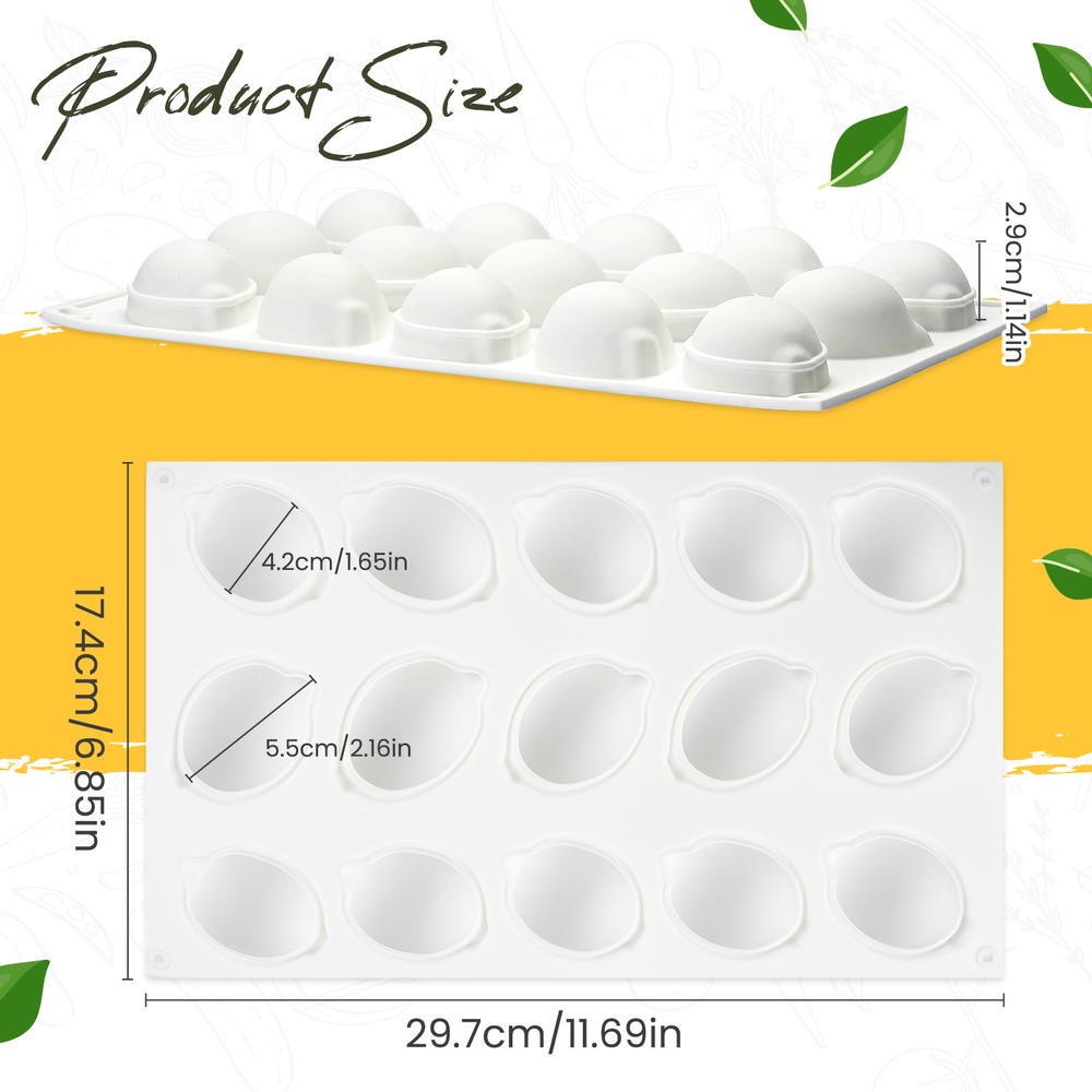 Khuôn Silicone 15 Ngăn Làm Bánh Tráng Miệng Hình Quả Chanh Độc Đáo