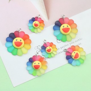 Bông Tai Hình Hoa Hướng Dương Mặt Cười Nhiều Màu Sắc Bằng Nhựa resin diy