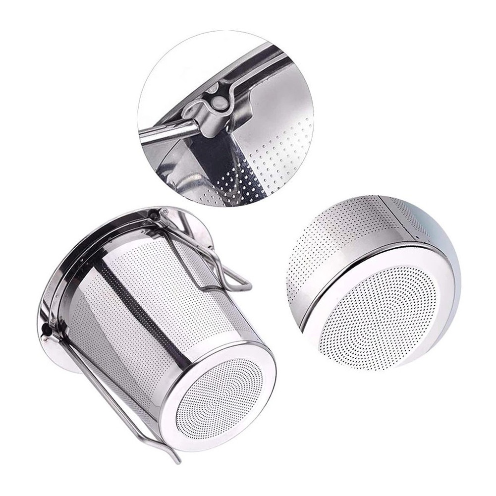 Dụng Cụ Lọc Trà Bằng Thép Không Gỉ Có Nắp Tái Sử Dụng Được