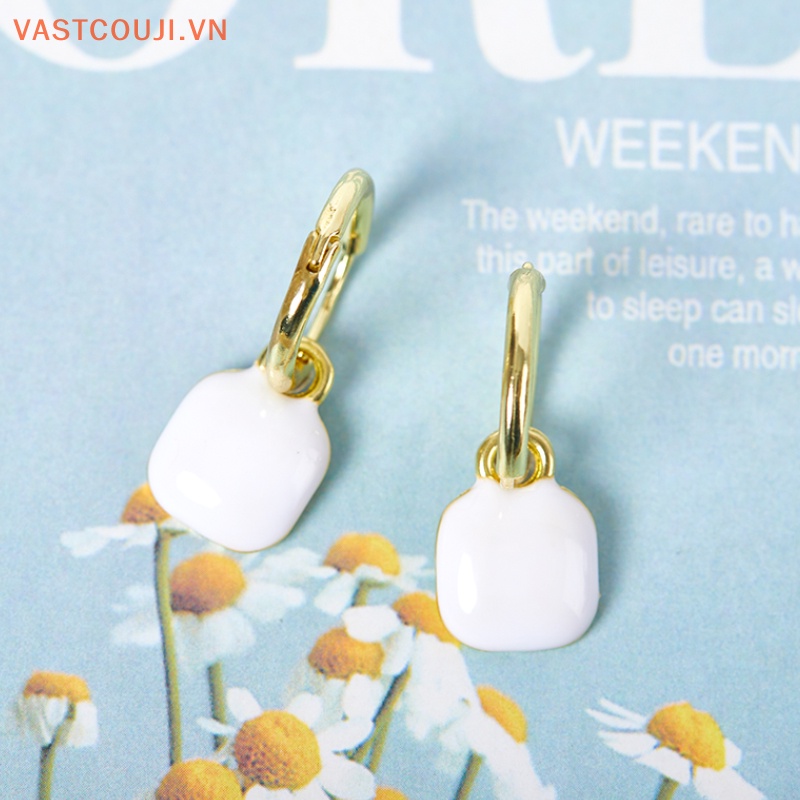 1 Đôi Bông Tai Hình Vuông / Trái Tim Phong Cách Pháp Cổ Điển Thời Trang Cho Nữ