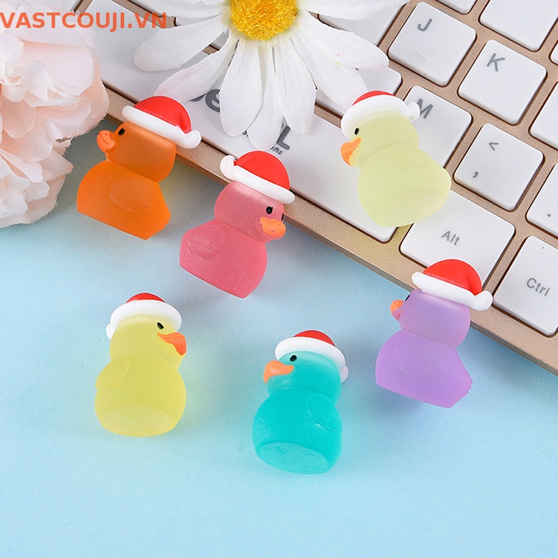Set 2 Vịt Dạ Quang Bằng Nhựa Resin Dễ Thương Dùng Trang Trí Giáng Sinh Diy