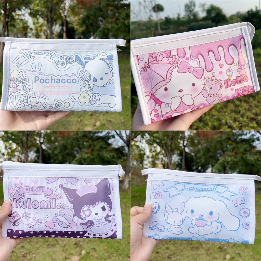 SANRIO Túi Đựng Bút Chì Sức Chứa Lớn In Hình Kuromi My Melody Cinnamoroll Dễ Thương Cho Bé Gái