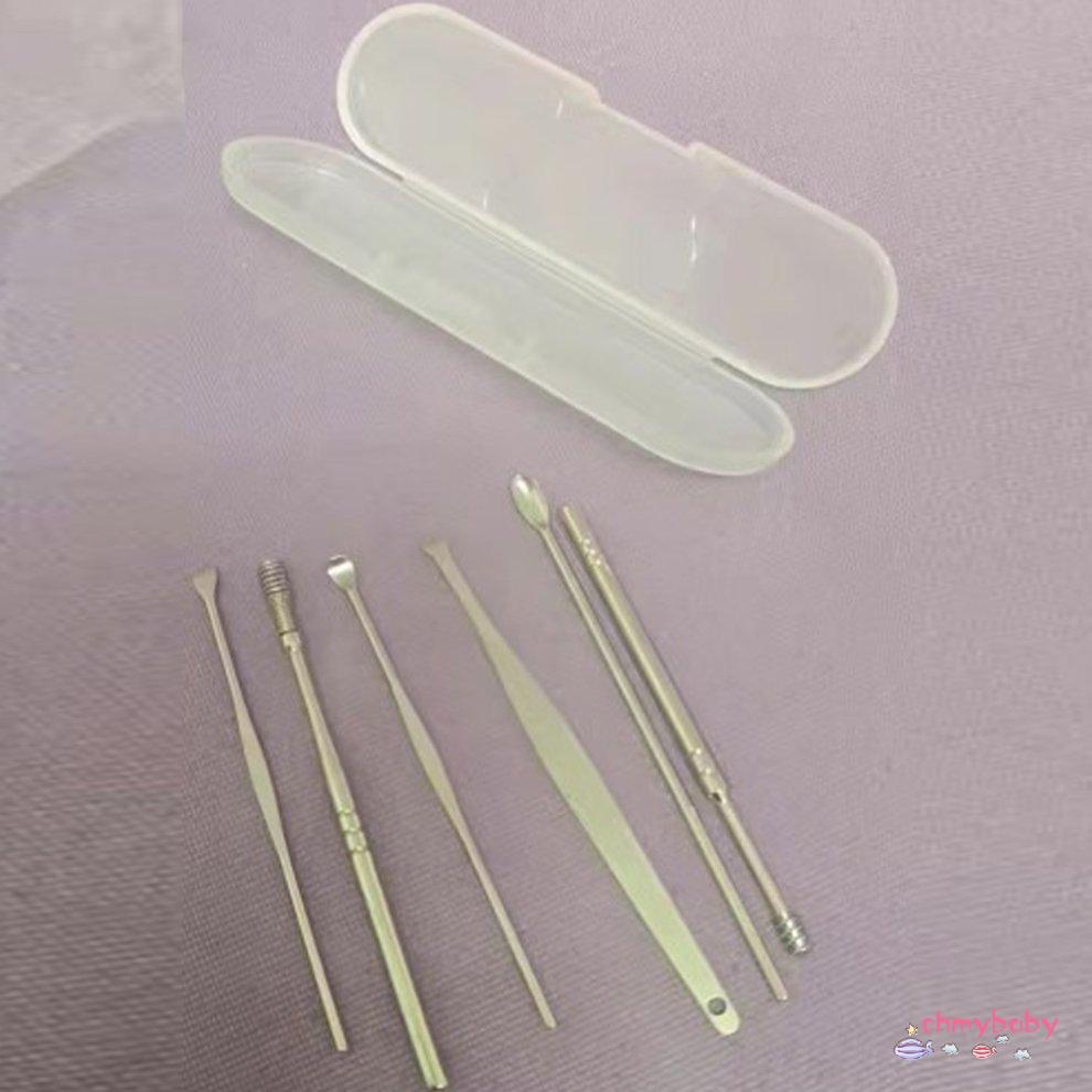 [OMY] Bộ 6 Thép Không Gỉ Xoắn Ốc Tai Chọn Thìa Ráy Loại Bỏ Bụi Di Động Đa Năng Chăm Sóc Dụng Cụ Làm Đẹp [P/8]