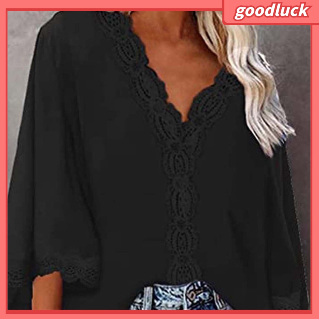 Áo Sơ Mi Tay Loe 3 / 4 Cổ Chữ V Màu Sắc Thời Trang Dành Cho Nữ