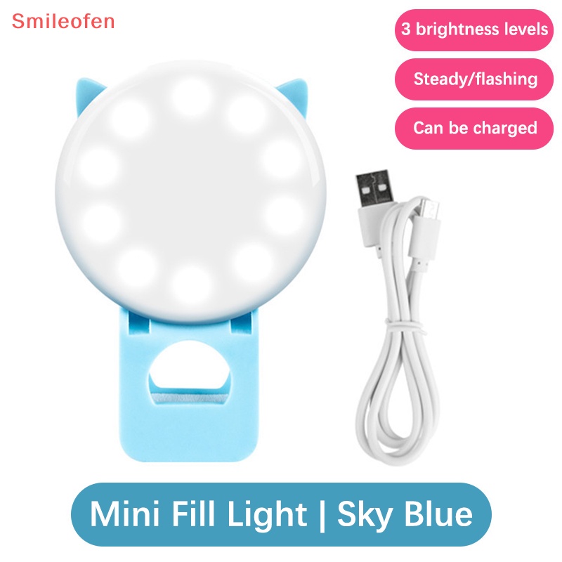 [Smileofen] Đèn LED Kẹp Mini Họa Tiết Hoạt Hình Có Thể Sạc Lại Dùng Trang Điểm Mắt / Chụp Ảnh Tự Sướng Trực Tuyến