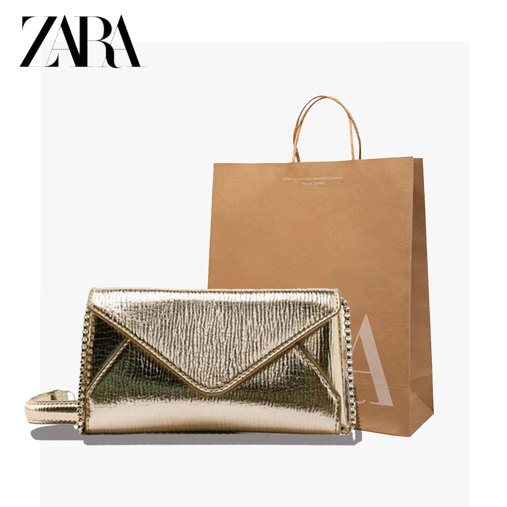 Túi Đeo Chéo ZARA Hình Vuông Cỡ Nhỏ Phối Dây Đeo Sợi Xích Thời Trang Sang Trọng Cho Nữ