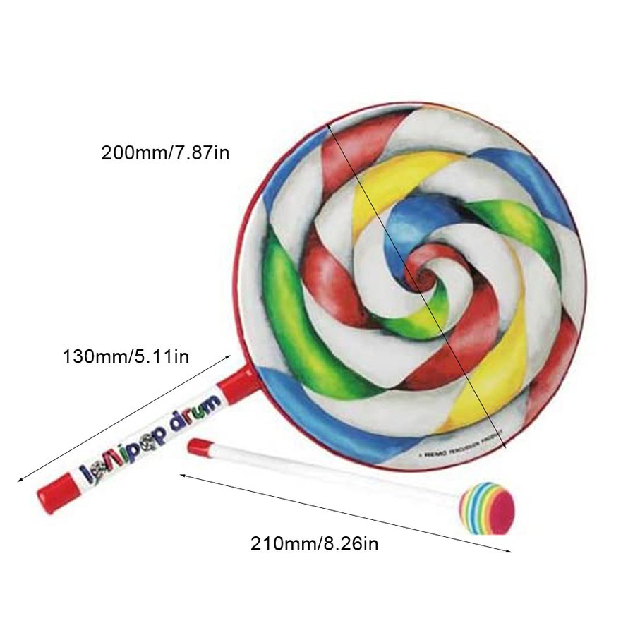 Rainbow Blow Lollipop Drum Orff Musical Instrument Music Percussion Toy