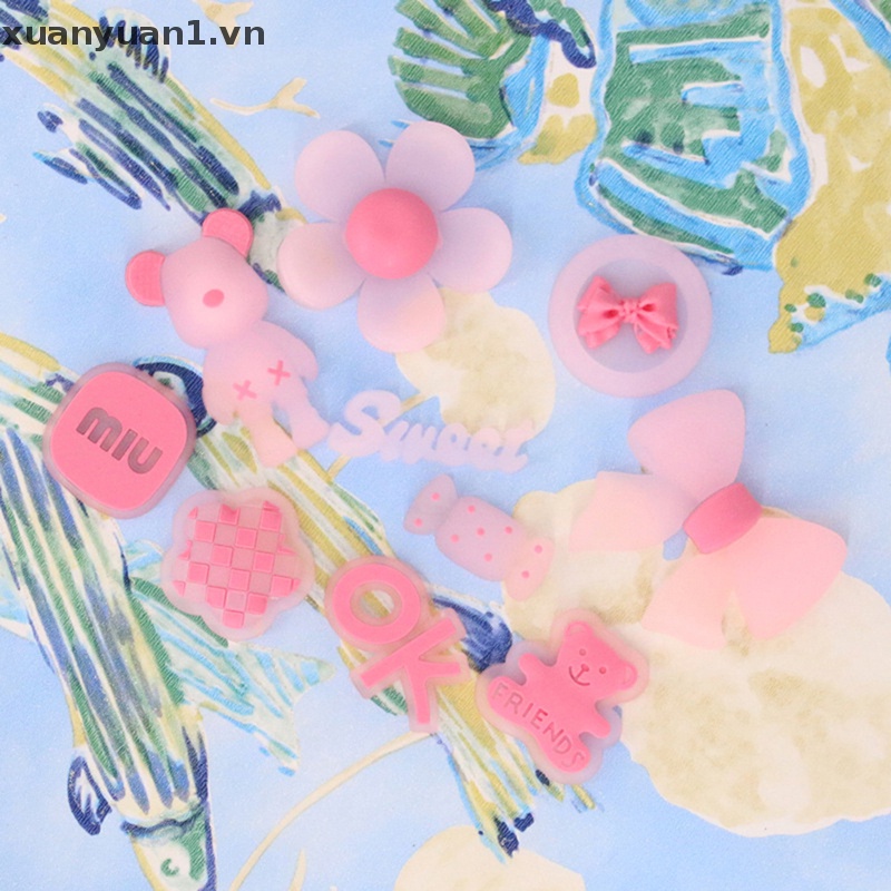 Set 5 Miếng Dán PVC Mềm Màu Hồng Dạ Quang Dùng Để Trang Trí Ốp Điện Thoại DIY