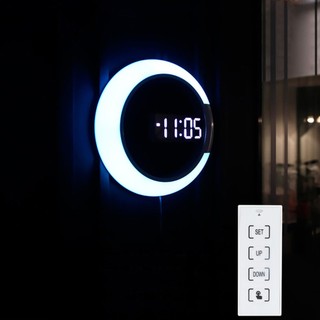 LED Mirror Hollow Wall Clock Modern Minimalist Creative Alarm Clock Wall Clock