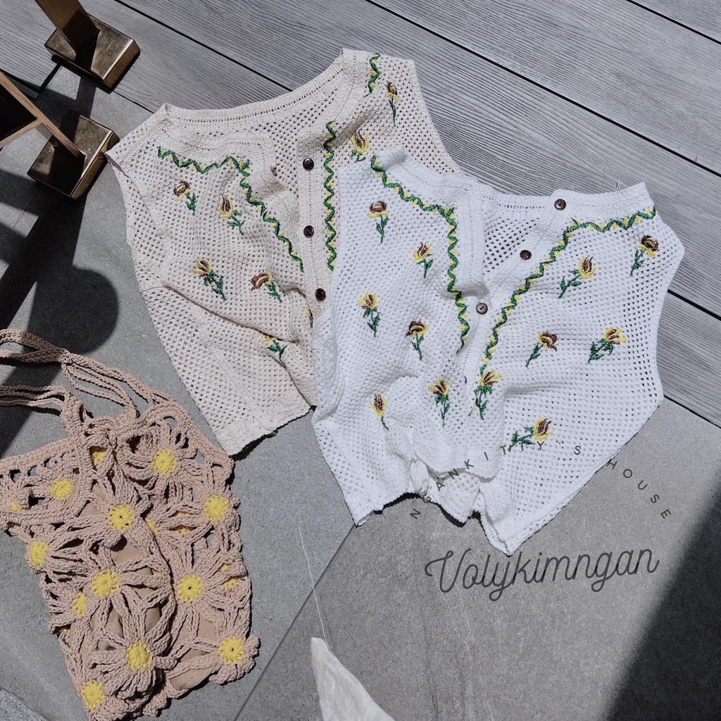 Áo cr.op ca.di.gan hoa