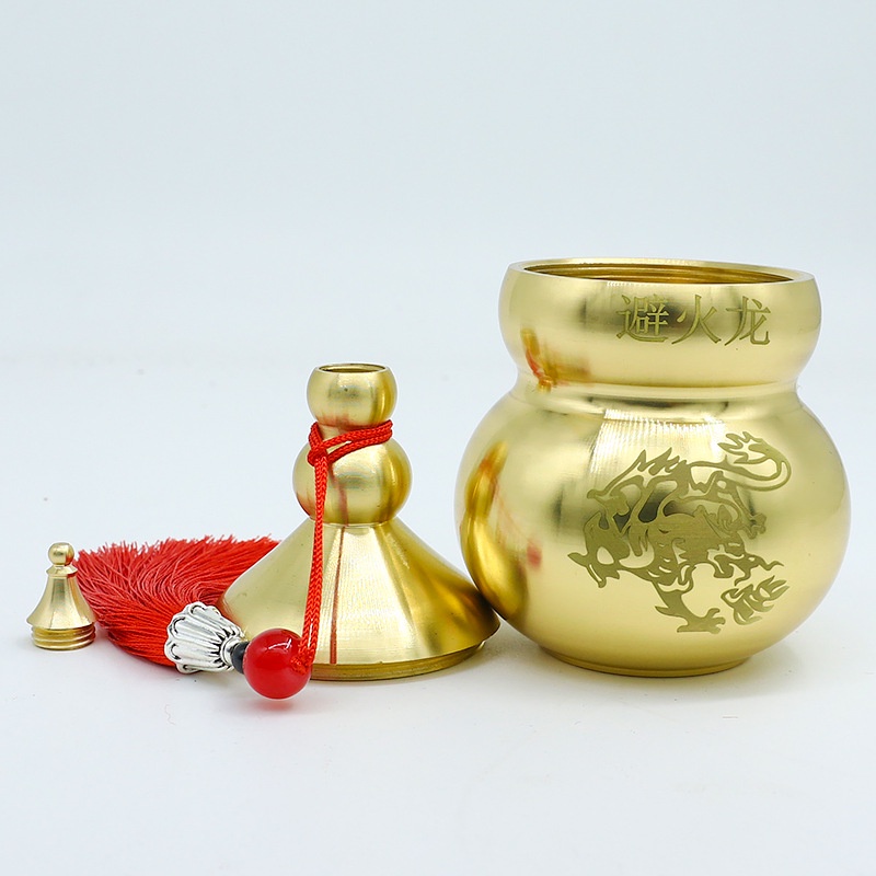 Hồ Lô Bằng Đồng Thau Hình Rồng Chống Cháy Dùng Trang Trí Nhà Cửa