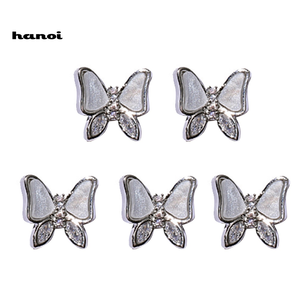 Set 5 Phụ Kiện Đính Trang Trí Móng Hình Bướm 3D Lấp Lánh