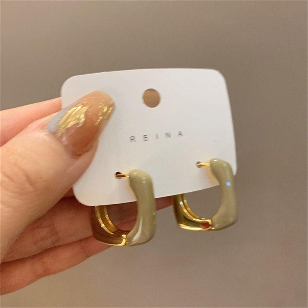 Bông Tai Hình Vuông Bằng Hợp Kim Đồng Phong Cách Hàn Quốc Thời Trang Cho Nữ WMES15H