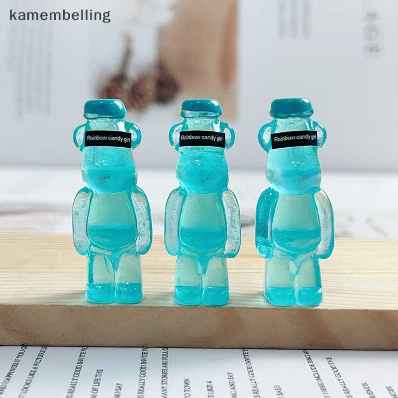 Kamembelling Bộ 5 Phụ Kiện Trang Trí Điện Thoại Hình Gấu Dạ Quang Bằng Nhựa Resin DIY