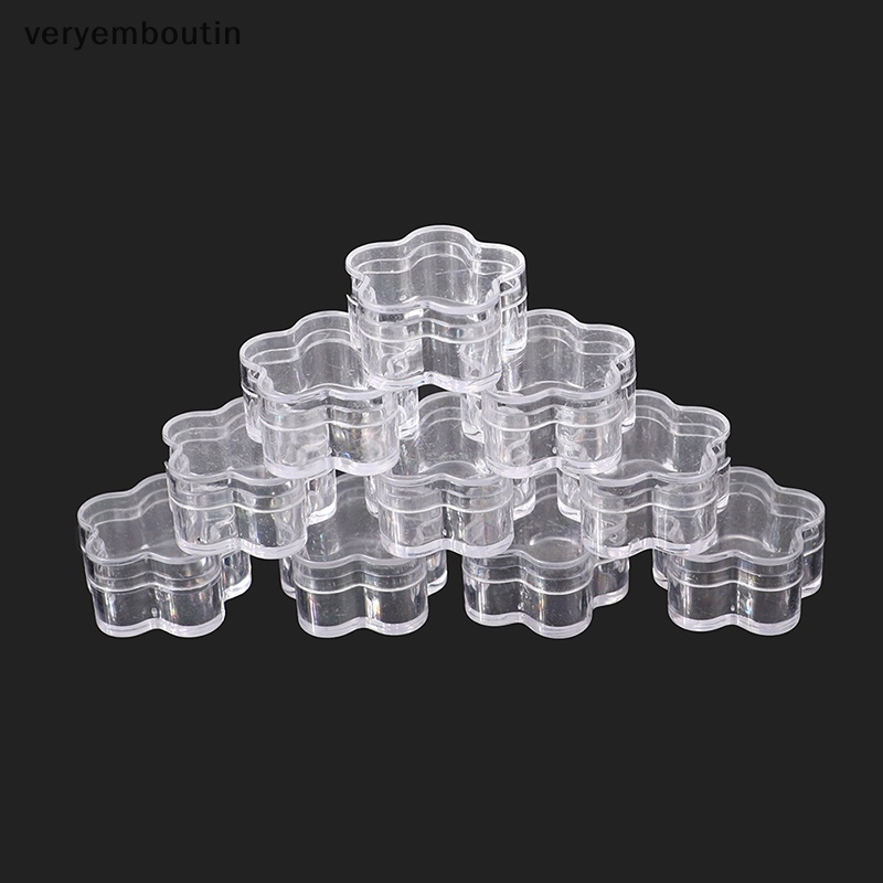 Set 10 Hũ Nhựa Rỗng Trong Suốt Mini Hình Bông Hoa Đựng Kem Tiện Lợi