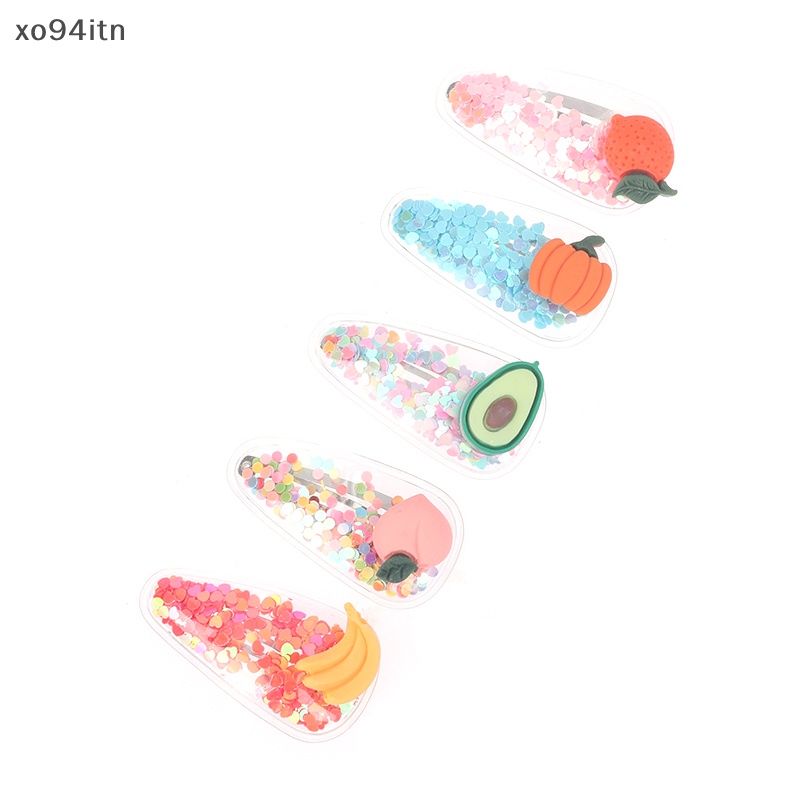 Tn Set 5 Kẹp Tóc Mái Bên Họa Tiết Động Vật Trái Cây Hoạt Hình Kim Tuyến Nước Mưa Cho Trẻ Em n