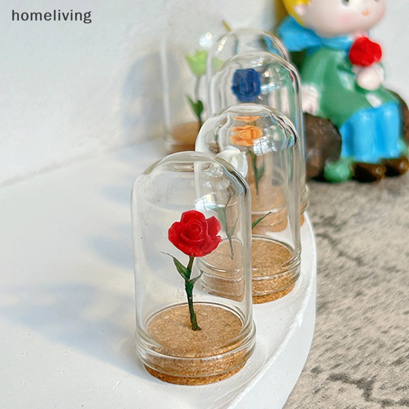 1 Mô Hình Hoa Hồng Nhỏ Bằng Kính Trang Trí Nhà Búp Bê