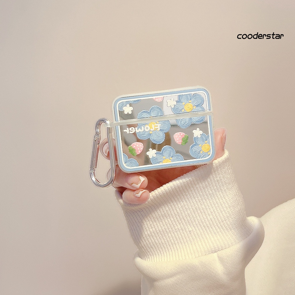 Vỏ Bảo Vệ Hộp Đựng Tai Nghe Airpods 1 / 2 / 3 Bằng TPU Tráng Gương In Họa Tiết Hoa &amp; Việt Quất Nhỏ Gọn Chống Sốc / Rơi Tiện