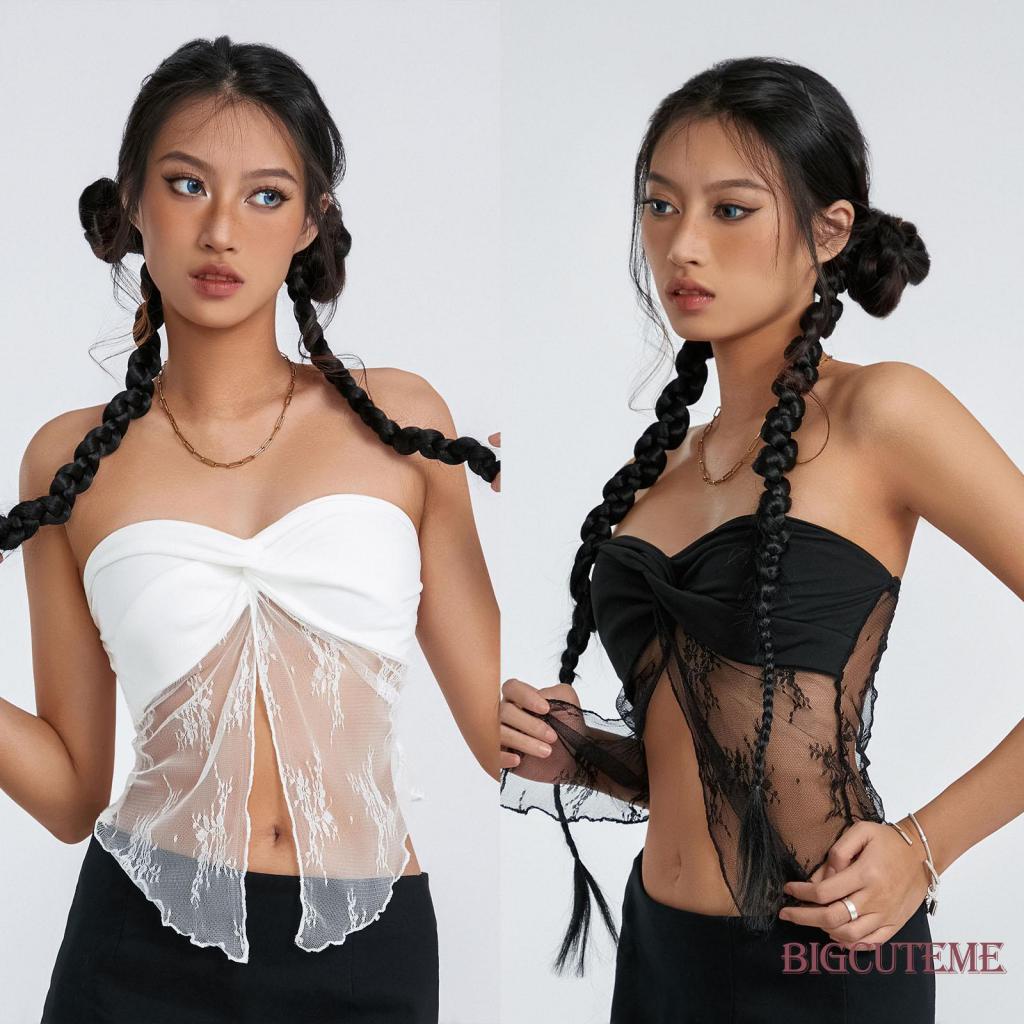 Áo Ống Ren Mỏng Không Tay Thời Trang Hè Quyến Rũ Cho Nữ