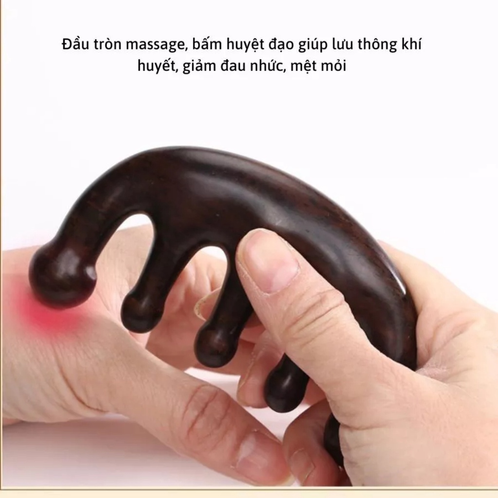 Lược nhựa vân gỗ đàn hương massage da đầu thông kinh mạch 5.7x10.5cm
