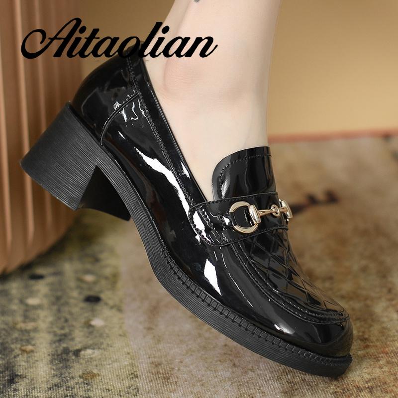 Giày Lười Da Bóng 5cm Phong Cách Anh Quốc Thời Trang Cho Nữ