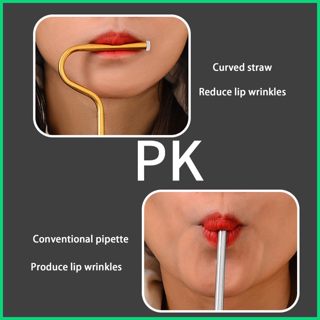 Ống Hút Cong Bằng Thép Không Gỉ Chống Nhăn Bền Bỉ Có Thể Tái Sử Dụng Cho Cốc Nước jiwvn