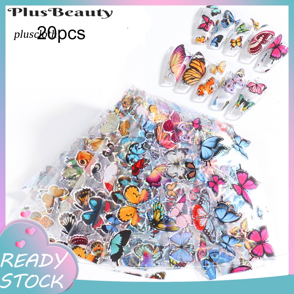20 Miếng Dán Trang Trí Móng Tay Hình Bướm Xinh Xắn