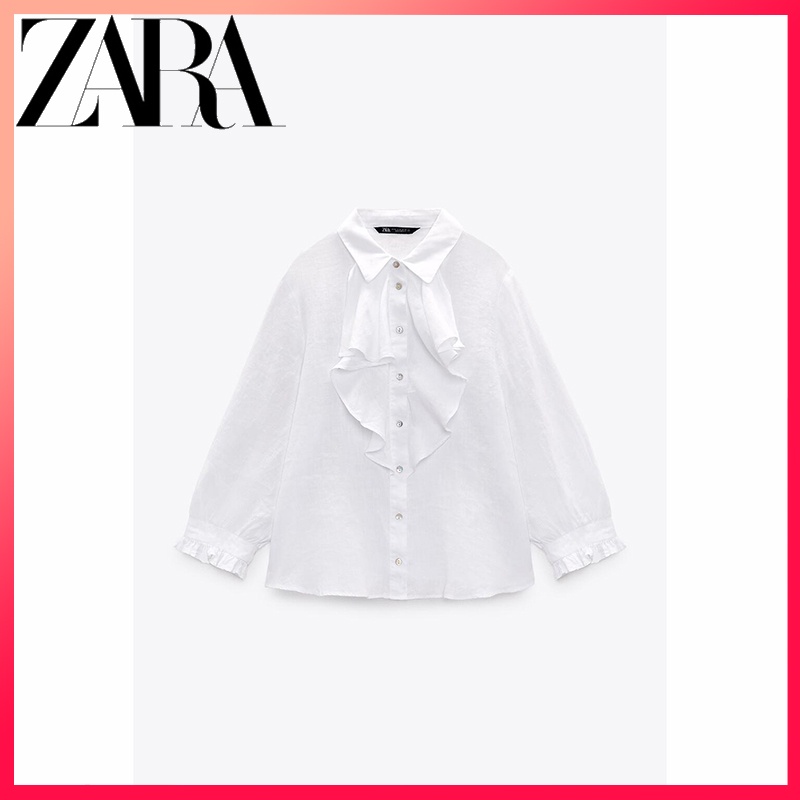 Zara Áo Sơ Mi Vải Lanh Nhiều Lớp Thời Trang Dành Cho Nữ