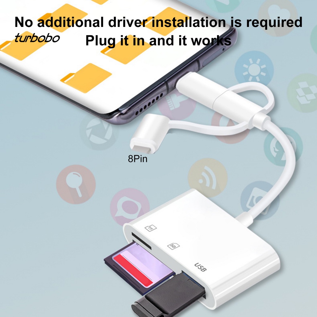 Đầu Đọc Thẻ Nhớ SD / TF / OTG Cổng Micro USB 3.0 Type-C Chống Sốc Nhỏ Gọn Tiện Lợi Dành Cho Notebook 8Pin