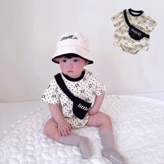 Bộ Áo Liền Quần Tay Ngắn In Hình Gấu Dễ Thương Thời Trang Mùa Hè Cho Bé Sơ Sinh